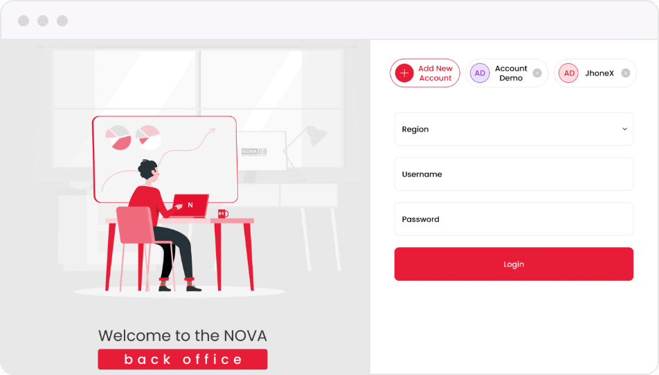 NOVA Backoffice sign-in page in a web browser