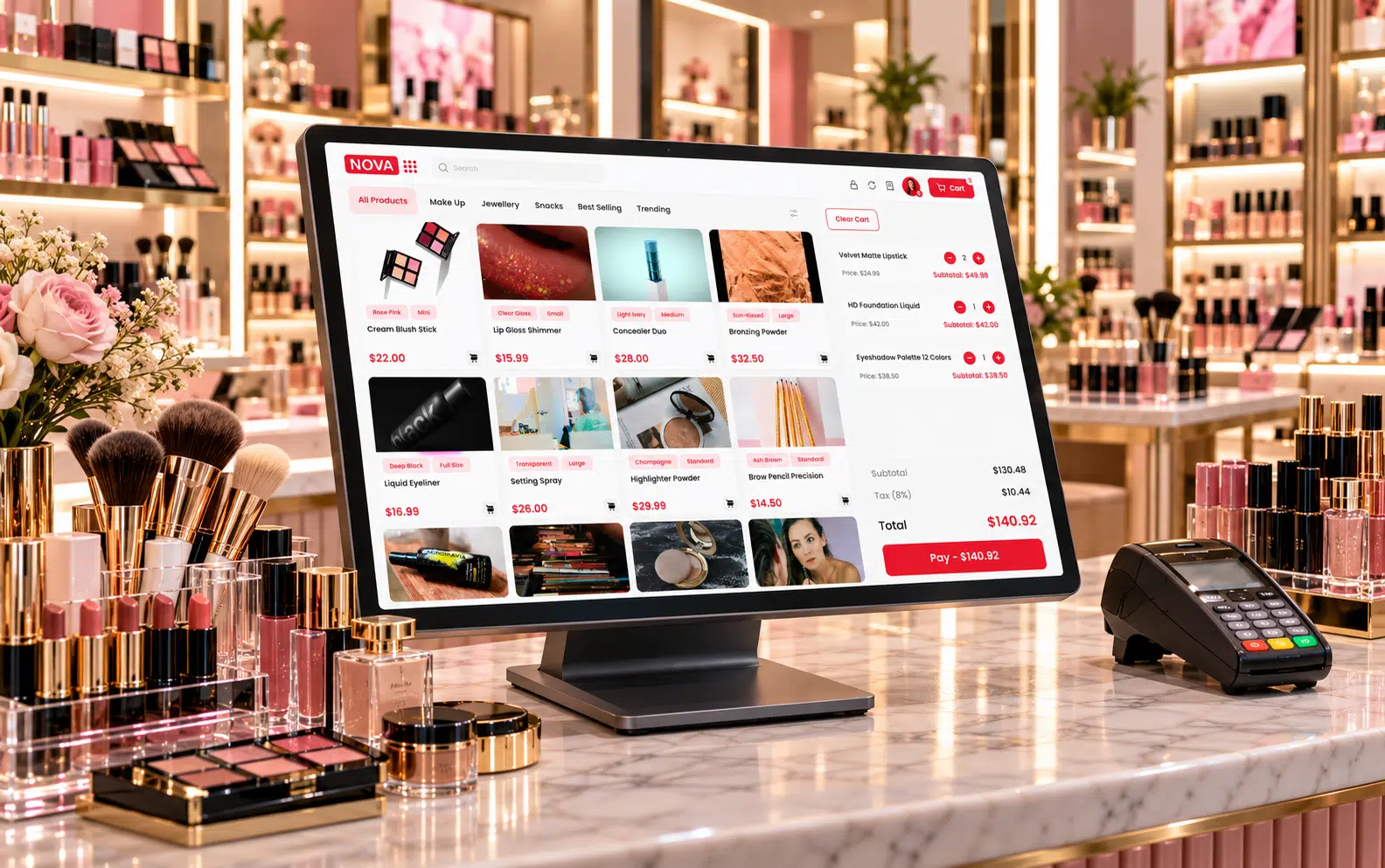 NOVA POS running on a fragrance boutique counter
