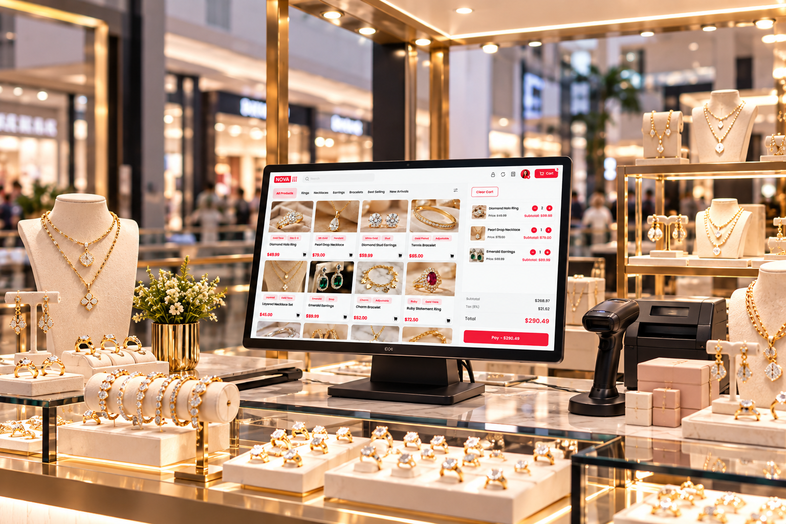 NOVA POS running on a fragrance boutique counter